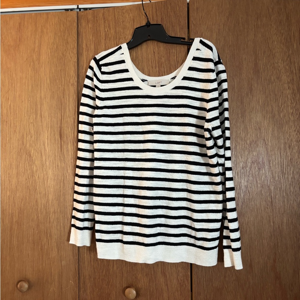 LOFT Double Scoop Striped Sweater